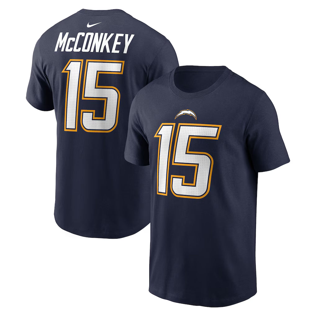 Ladd McConkey Los Angeles Chargers Nike Alternate Super Chargers Name & Number T-Shirt - Navy
