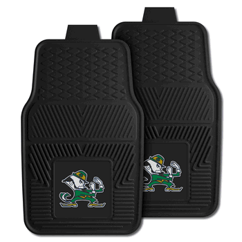 Notre Dame Fighting Irish Heavy Duty Car Mat Set - 2 Pieces, Leprechaun - J&W Sports Apparel
