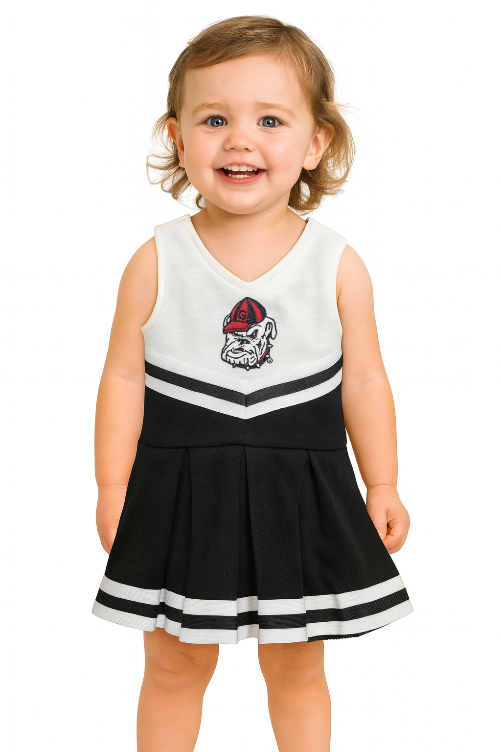 Georgia Bulldogs Cheer Dress Bodysuit: Black Bulldog Head