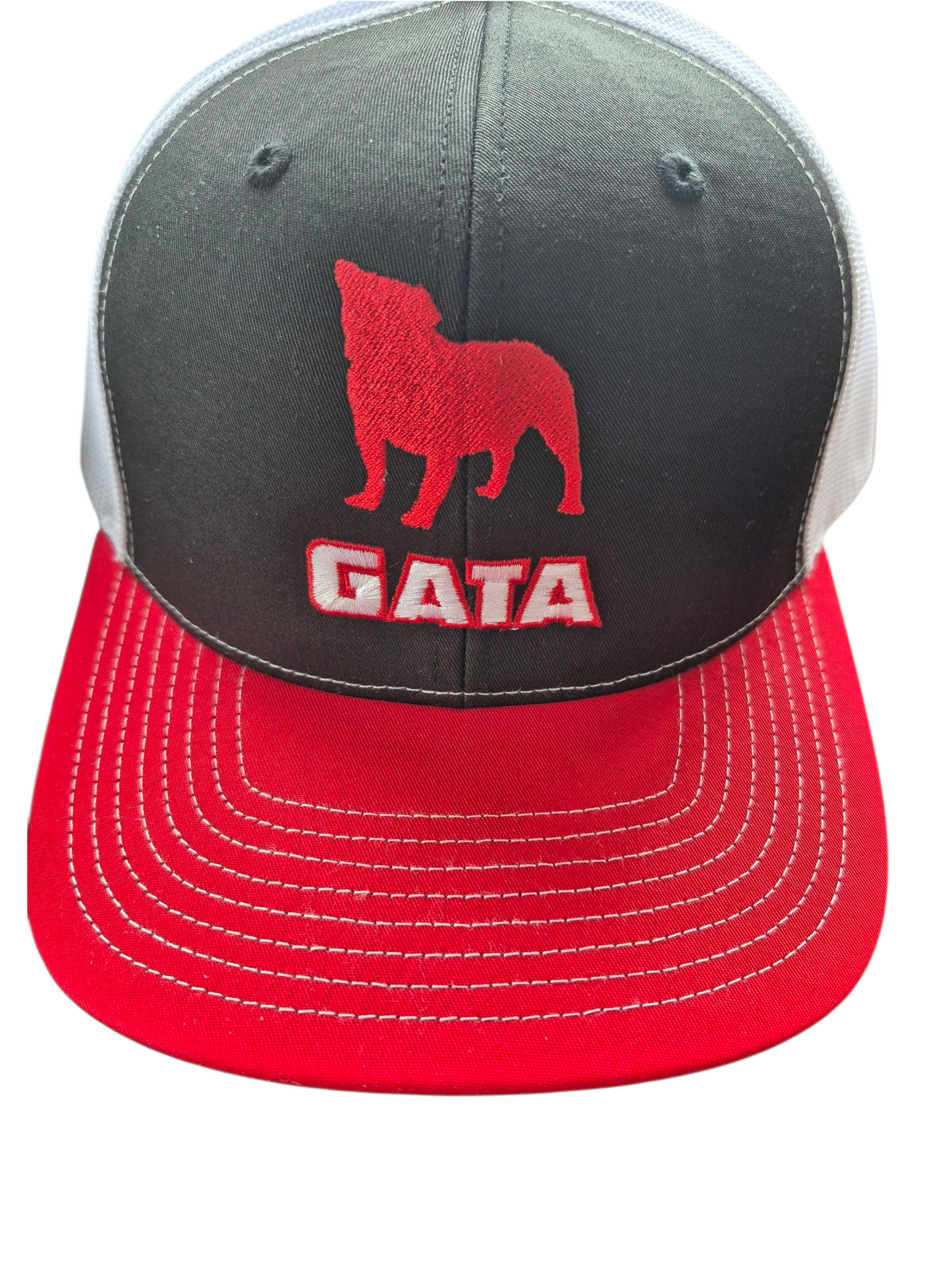 Georgia Bulldogs GATA Bulldog Embroidered Mesh Back Trucker Hat Red Black White