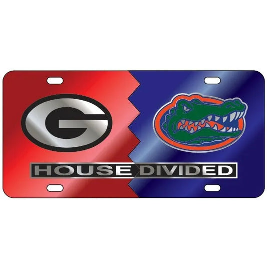 GEORGIA Bulldogs  FLORIDA Gators HOUSE DIVIDED License Plate  Car Tag - J&W Sports Apparel