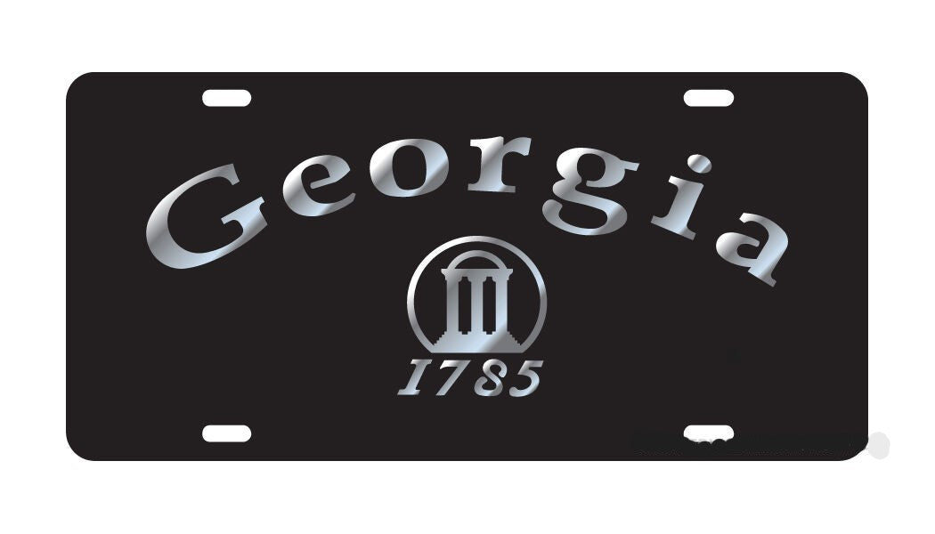 GEORGIA BULLDOGS Black Mirrored "1785" License Plate Car Tag - J&W Sports Apparel