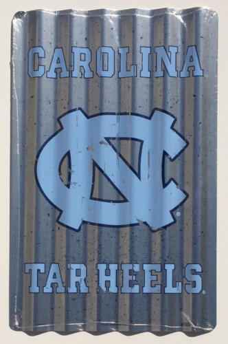 NORTH CAROLINA TAR HEELS CORRUGATED METAL SIGN 12" X 18" UNIVERSITY TIN RETRO