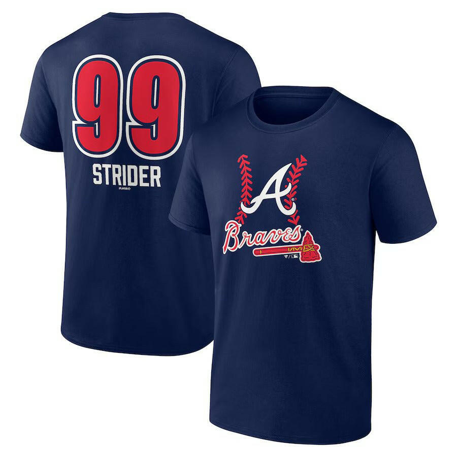 Spencer Strider Atlanta Braves Fastball Player Name & Number T-Shirt - Navy - J&W Sports Apparel