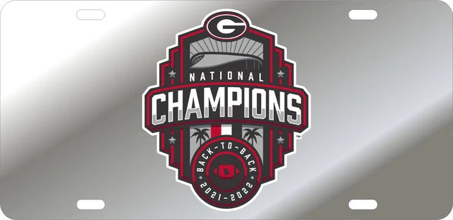 Georgia Bulldogs 2022 NATIONAL CHAMPION CAR TAG SILVER - J&W Sports Apparel