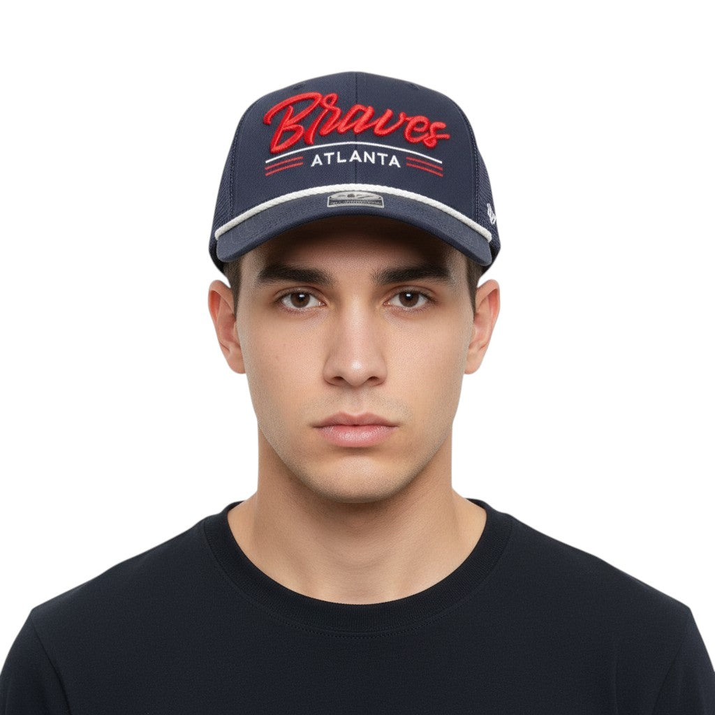 ATLANTA BRAVES NAVY GARNER ROPE 47 TRUCKER