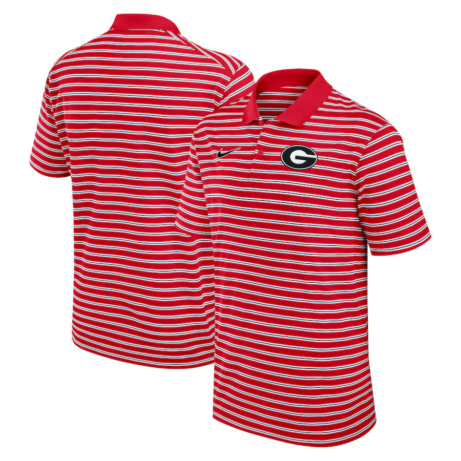 Georgia Bulldogs Nike Primetime Victory Striped Performance Polo - Red/White - J&W Sports Apparel