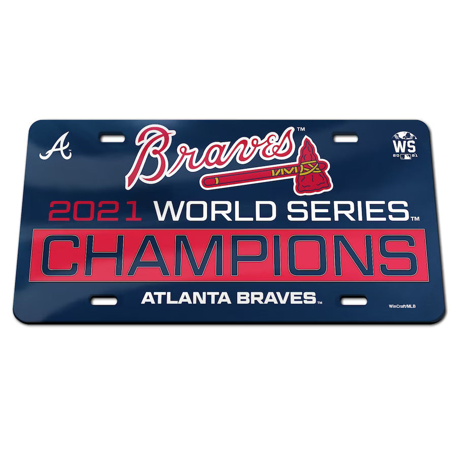 Atlanta Braves WinCraft 2021 World Series Champions Metallic Laser Cut Acrylic License Plate - J&W Sports Apparel