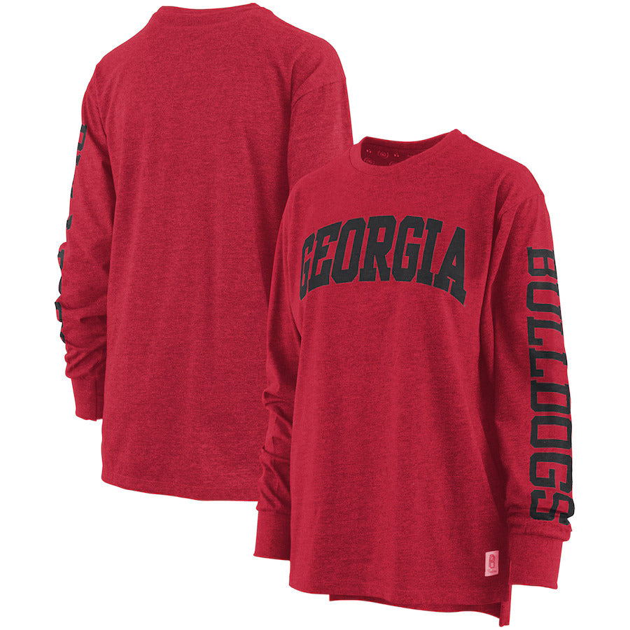 Georgia Bulldogs Pressbox Women's Two-Hit Canyon Long Sleeve T-Shirt - Red - J&W Sports Apparel