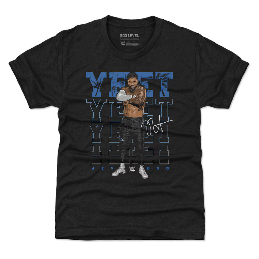 Jey Uso 500 Level Youth Yeet Tri-Blend T-Shirt - Heather Black Youth - J&W Sports Apparel
