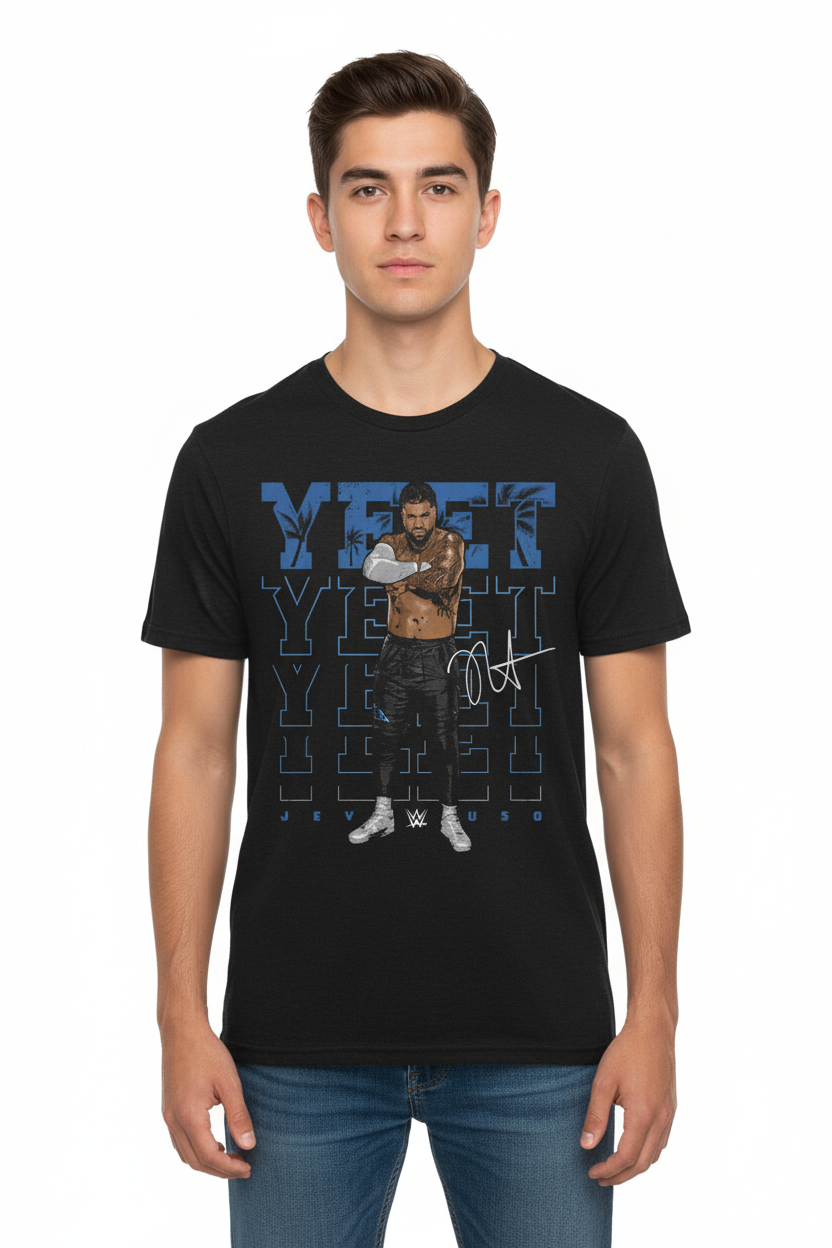 Jey Uso 500 Level Youth Yeet Tri-Blend T-Shirt - Heather Black Youth