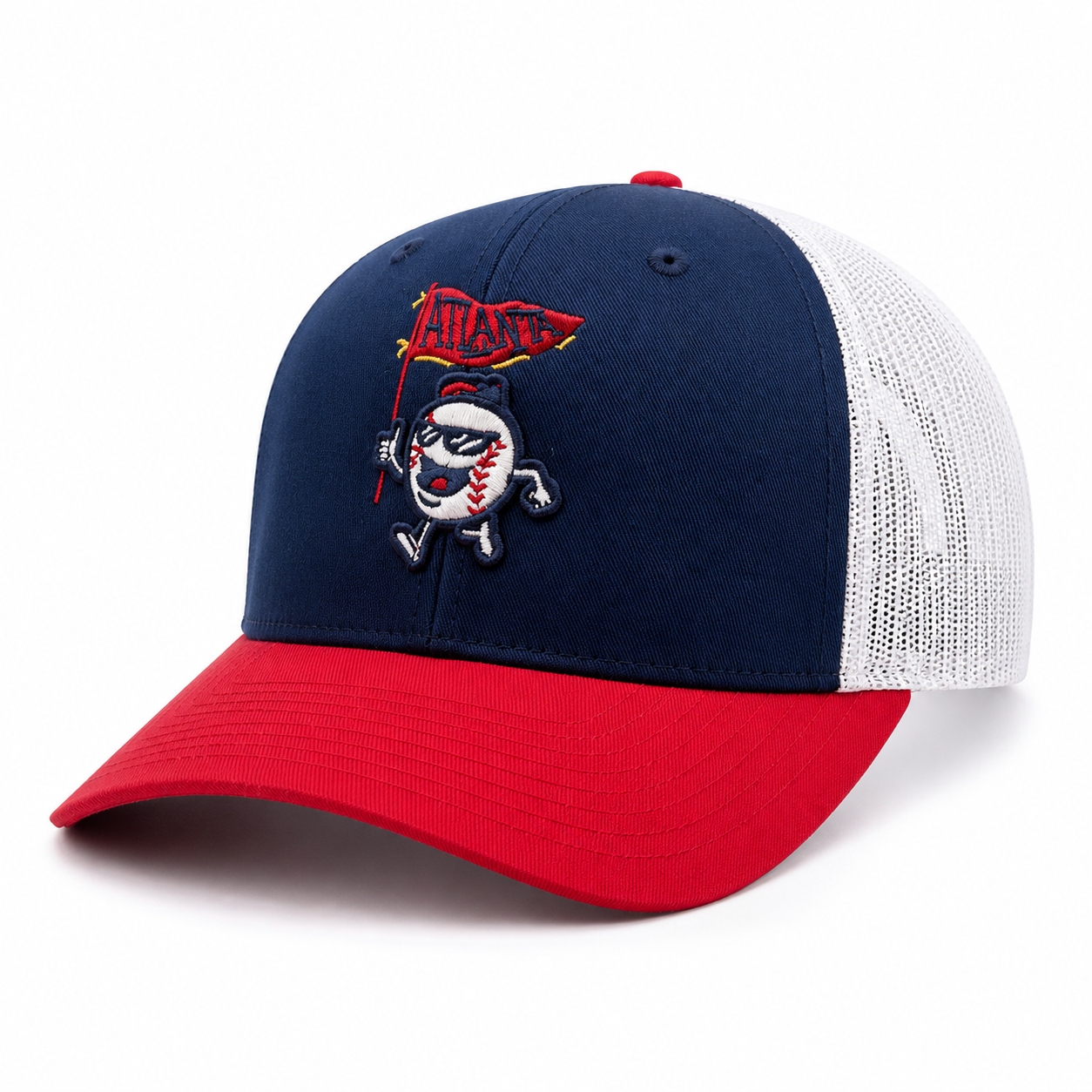 Atlanta's Rally Cap Trucker Hat - Red/White/Blue