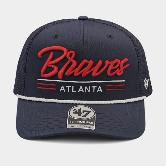 ATLANTA BRAVES NAVY GARNER ROPE 47 TRUCKER