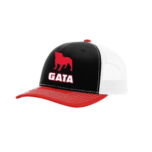 It's All About the South Football in Georgia Bulldog GATA Embroidered Mesh Back Trucker Hat, Red/Black/White