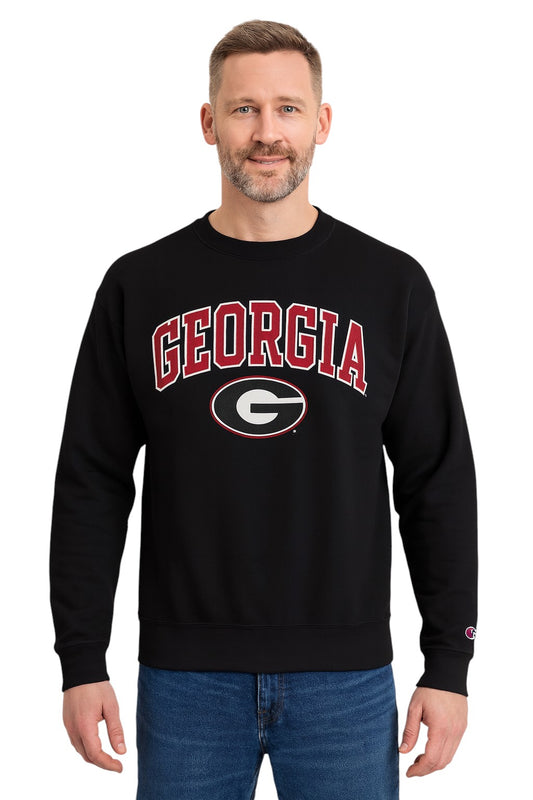 Georgia Bulldogs - Black Powerblend Fleece Crew Long Sleeve SweatShirt