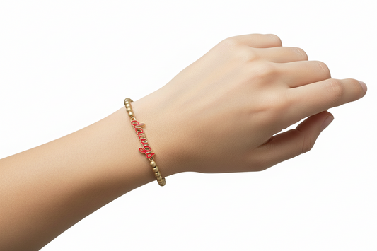 Georgia Bulldogs Enamel Script Stretch Bracelet in Red