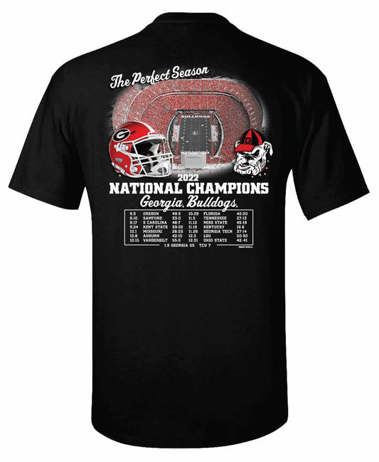Georgia Bulldogs - The Perfect Season 2022 National Champions Black  T-Shirt