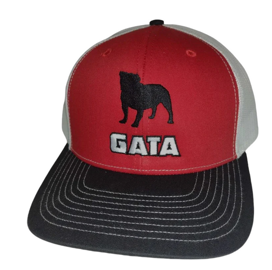 It's All About the South Football in Georgia Bulldog GATA Embroidered Mesh Back Trucker Hat, Black /Red/White