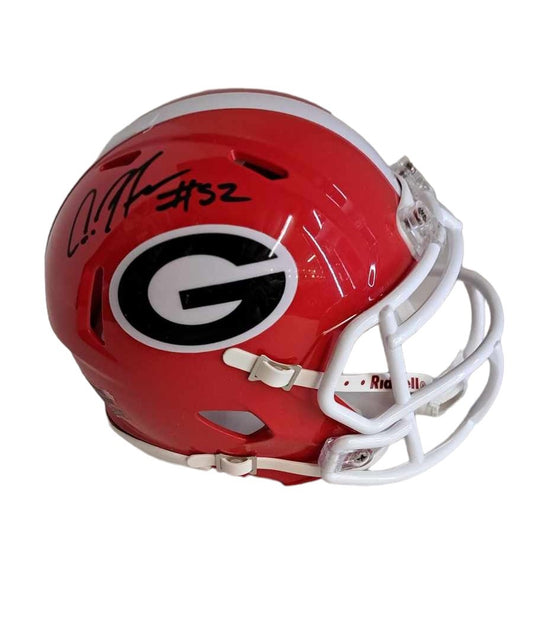 Amarlo Herrera # 52  Georgia Bulldogs Signed Mini Helmet