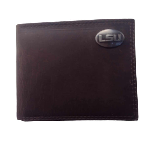 LSU Crazy Horse Leather Bi-fold Wallet