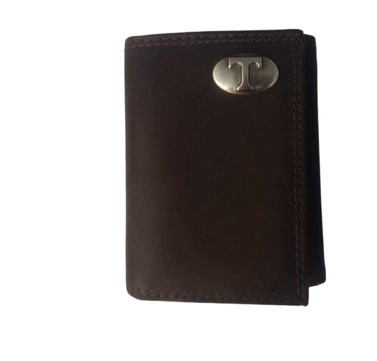Tennessee Volunteers Concho Emblem Crazyhorse Leather Tri-Fold Wallet