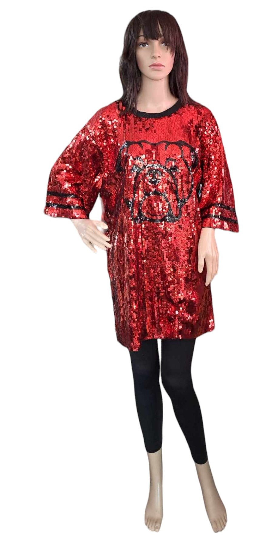 GAME DAY BULLDOG SEQUIN DRESS OVERSIZED TOP - J&W Sports Apparel GAME DAY BULLDOG SEQUIN DRESS OVERSIZED TOP - J&W Sports Apparel