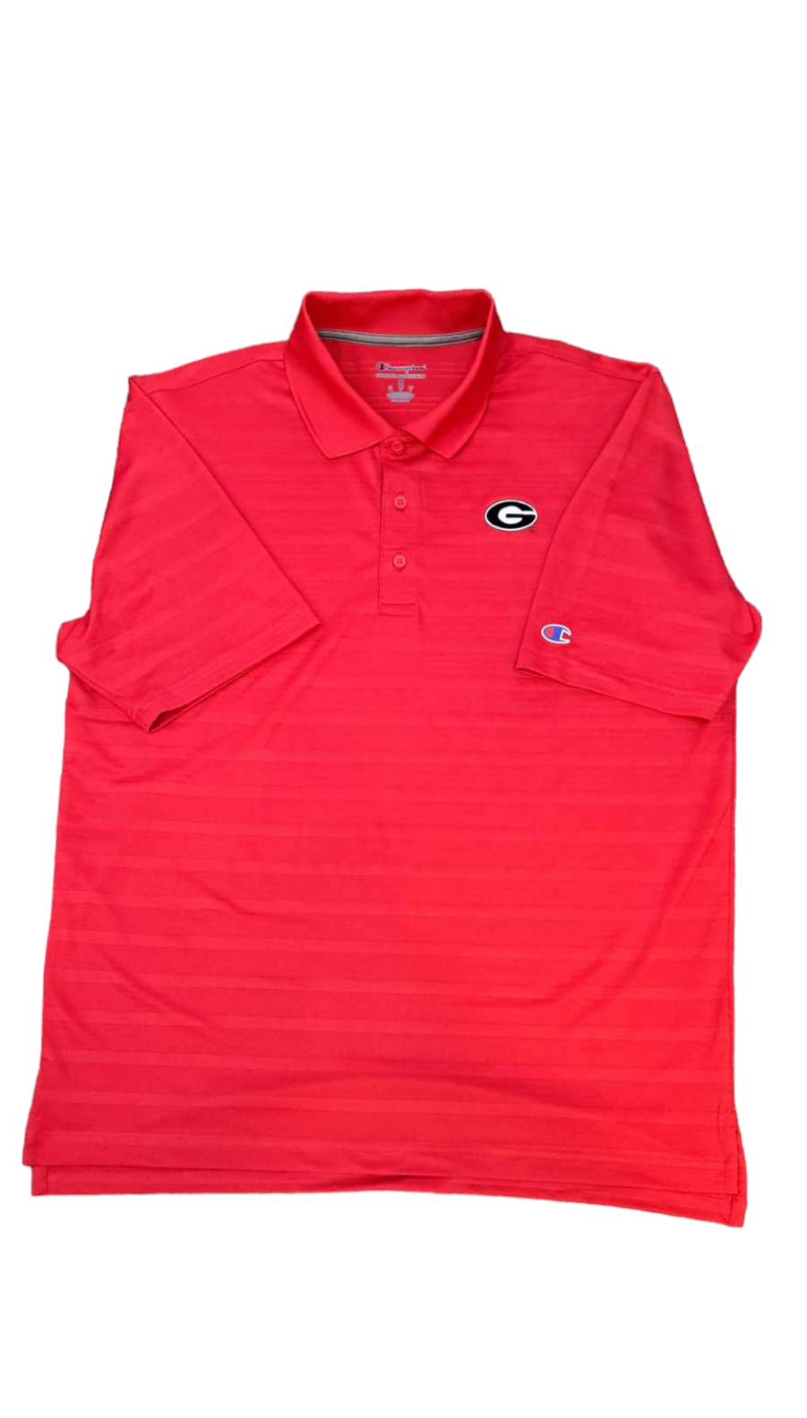 Georgia Bulldogs Champion Red Textured Stripe Performance Polo