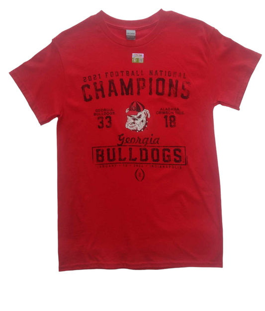 Georgia Bulldogs 2021 National Champions Score Short Sleeve T-Shirt