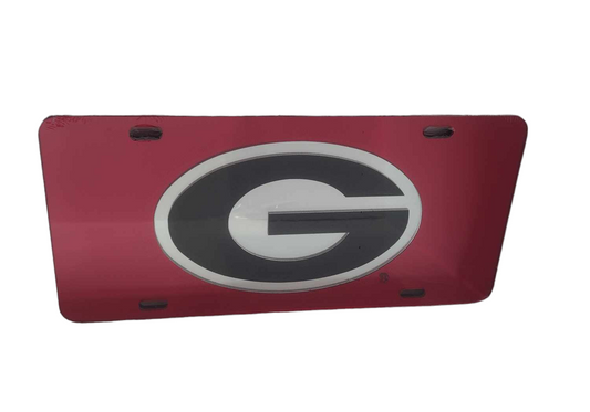 Georgia Bulldogs Light Red Car Tag W/Silver/Black Logo "G"