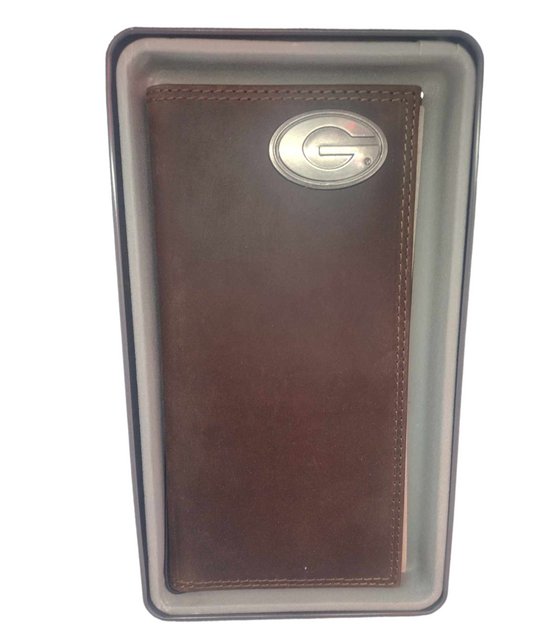 Georgia Bulldogs Brown “Crazy Horse” Leather Tall Wallet