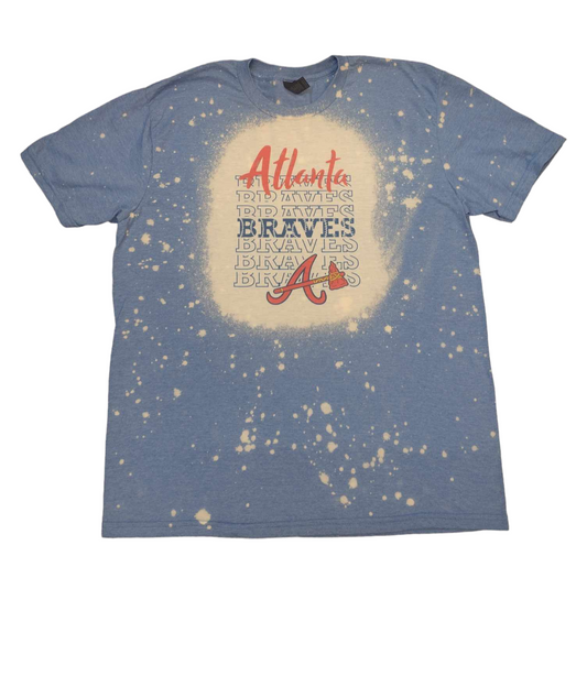 Atlanta Braves Women's  Sprinkled Bleached Royal Blue Tee - J&W Sports Apparel