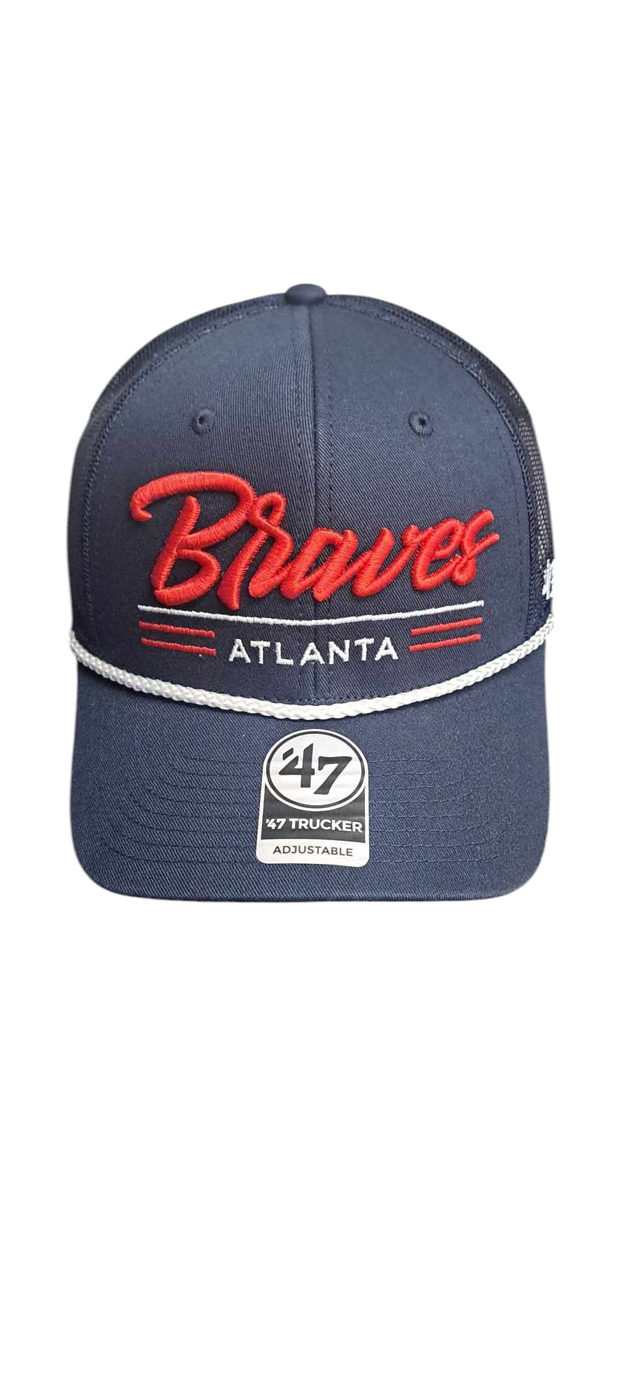 ATLANTA BRAVES NAVY GARNER ROPE 47 TRUCKER