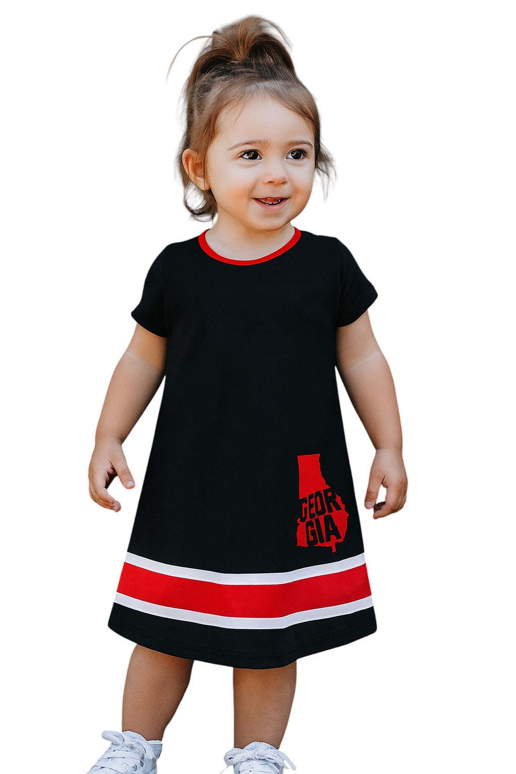 Georgia Black & Red Short Sleeve A Line Dress