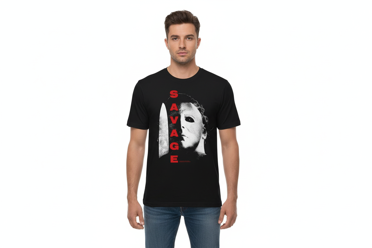 Halloween Horror Movie Michael Myers Savage Adult Short Sleeve T-Shirt Graphic Tee