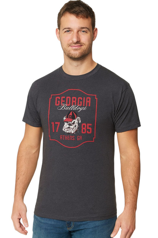 Georgia Bulldogs 1785 Script Adult Heather Grey T-Shirt
