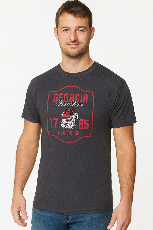 Georgia Bulldogs 1785 Script Adult Heather Grey T-Shirt