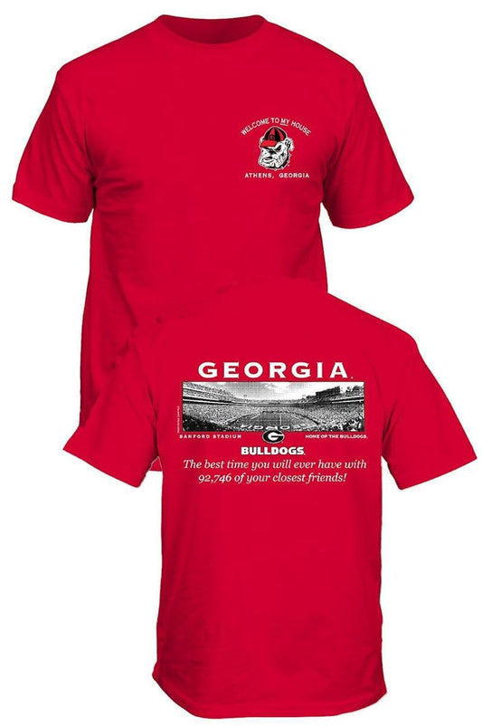 Georgia Football Friends Stadium  Short Sleeve Red T-Shirt
