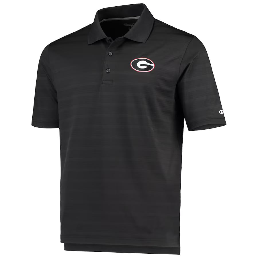 Georgia Bulldogs  Champion Black Georgia Bulldogs Textured Solid Polo