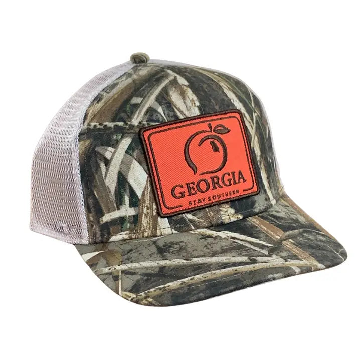 Peach State Pride - Camo Georgia Patch Trucker Hat