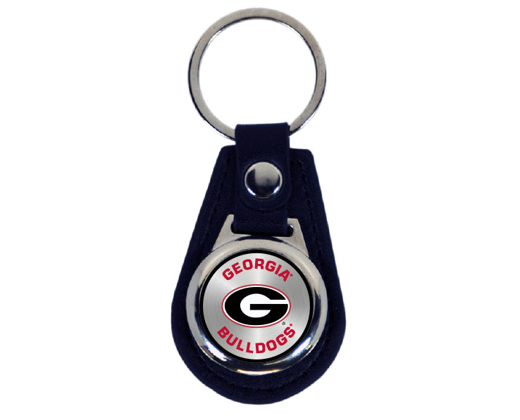 GEORGIA BULLDOGS KEYCHAIN LEATHER TEAR DROP