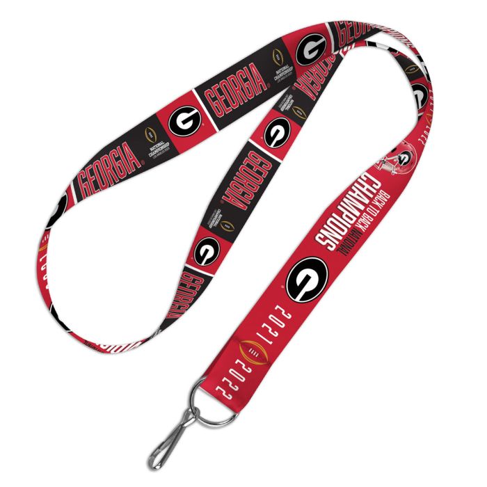 NATIONAL FOOTBALL CHAMPIONS GEORGIA BULLDOGS COLLEGE FOOTBALL PLAYOFF LANYARD 1"