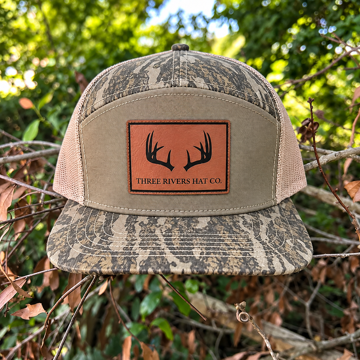 Three Rivers Hat Co - Deer Horns- Flatbill Snapback - Mossy Oak New Bottomland