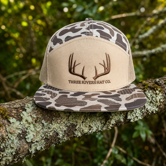 Three Rivers Hat Co. - Classic Whitetail Rack - “Old’S Cool” Flatbill Snapback - Lost Hat Co.
