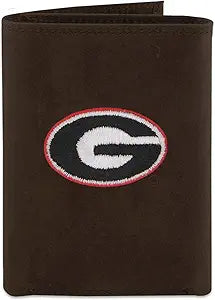 Georgia Bulldogs  Zep-Pro Crazyhorse Leather Tri-fold Embroidered Wallet, Light Brown