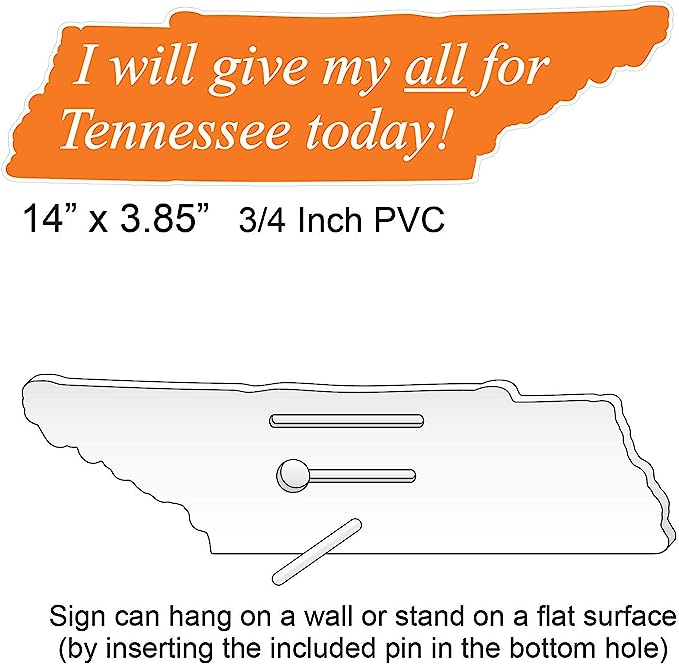 Tennessee Volunteers-   I Will Give My All For Tennessee Today   Wall Sign (32 in)