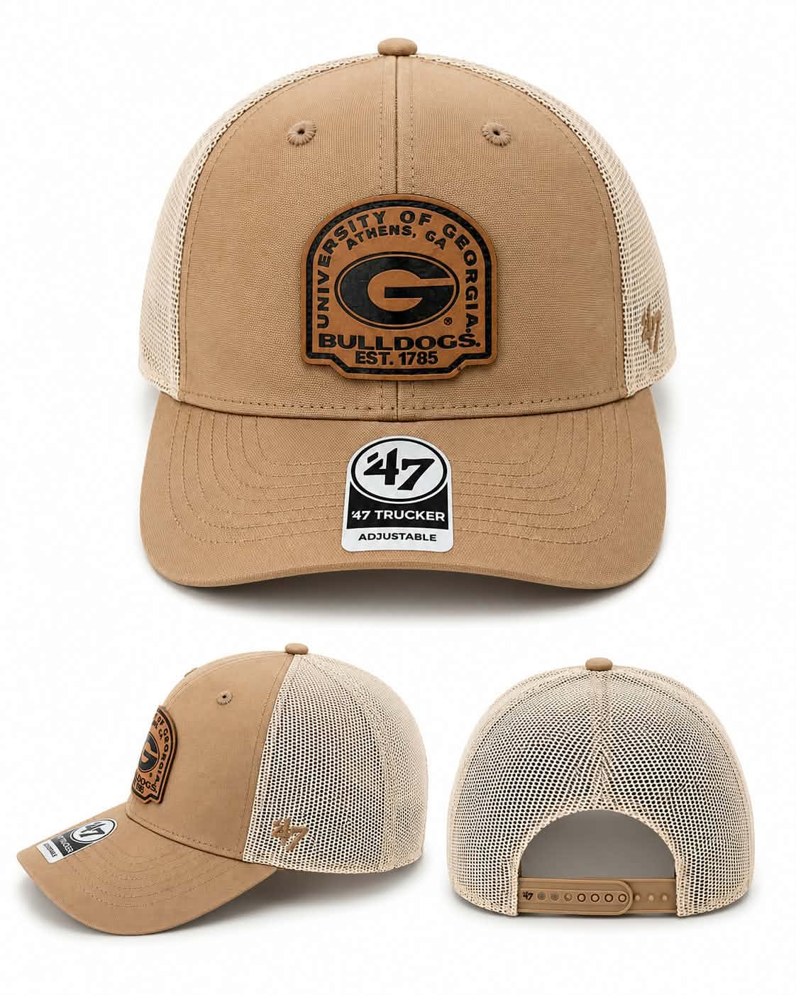 Georgia Bulldogs Khaki  Bonehide Trucker Adjustable Hat
