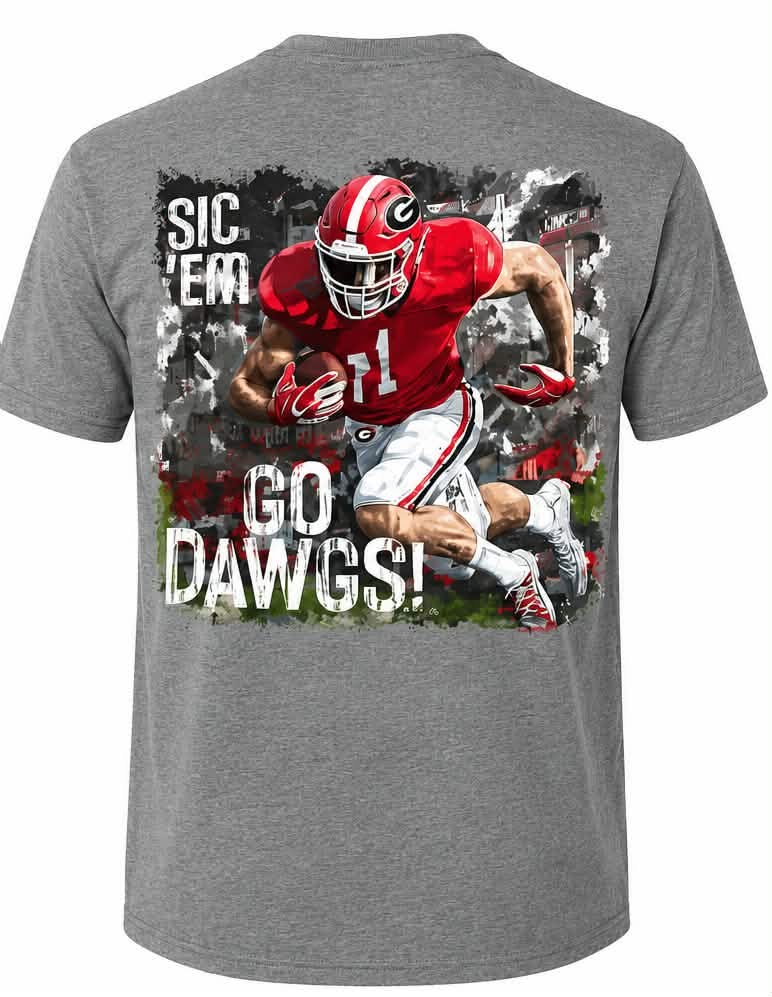 Georgia Bulldogs- UGA Painted Player Graphite Heather Shirt