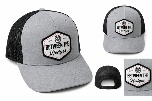 Between the Hedges" Trucker Hat - Heather Grey / Black