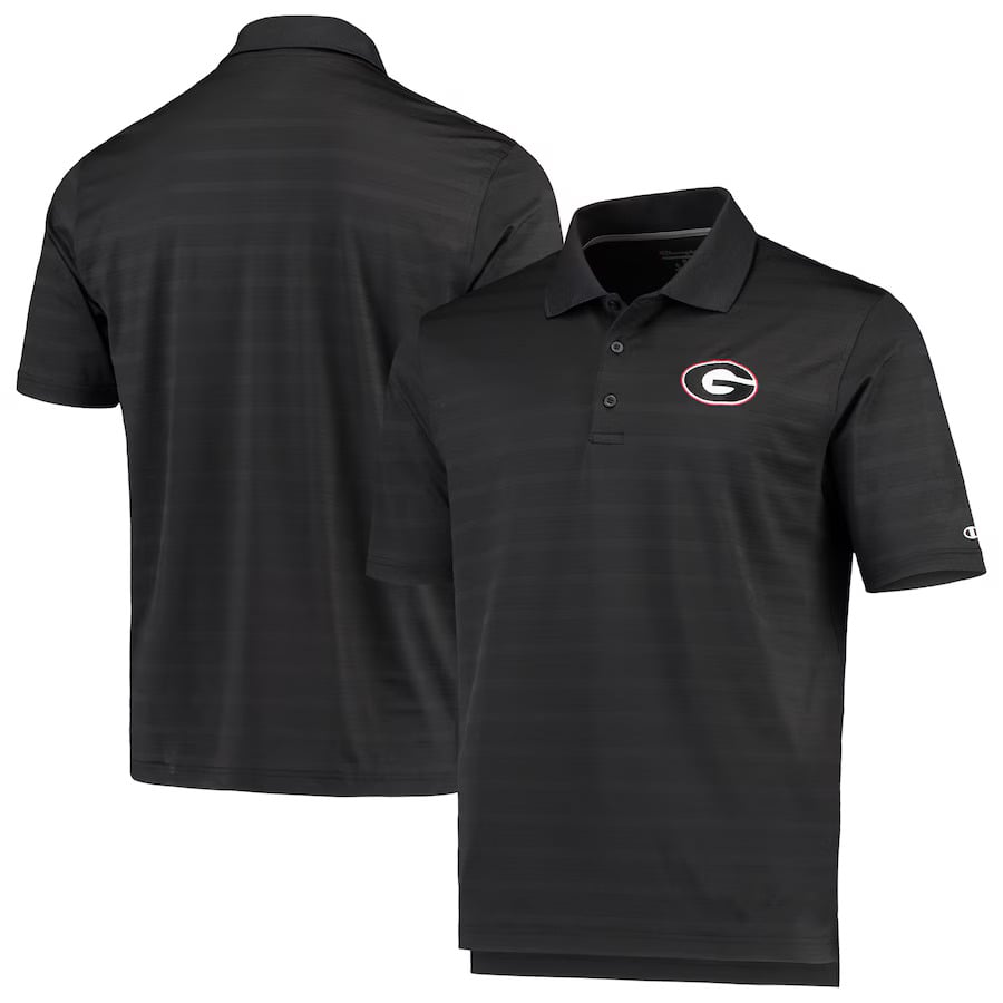 Georgia Bulldogs  Champion Black Georgia Bulldogs Textured Solid Polo