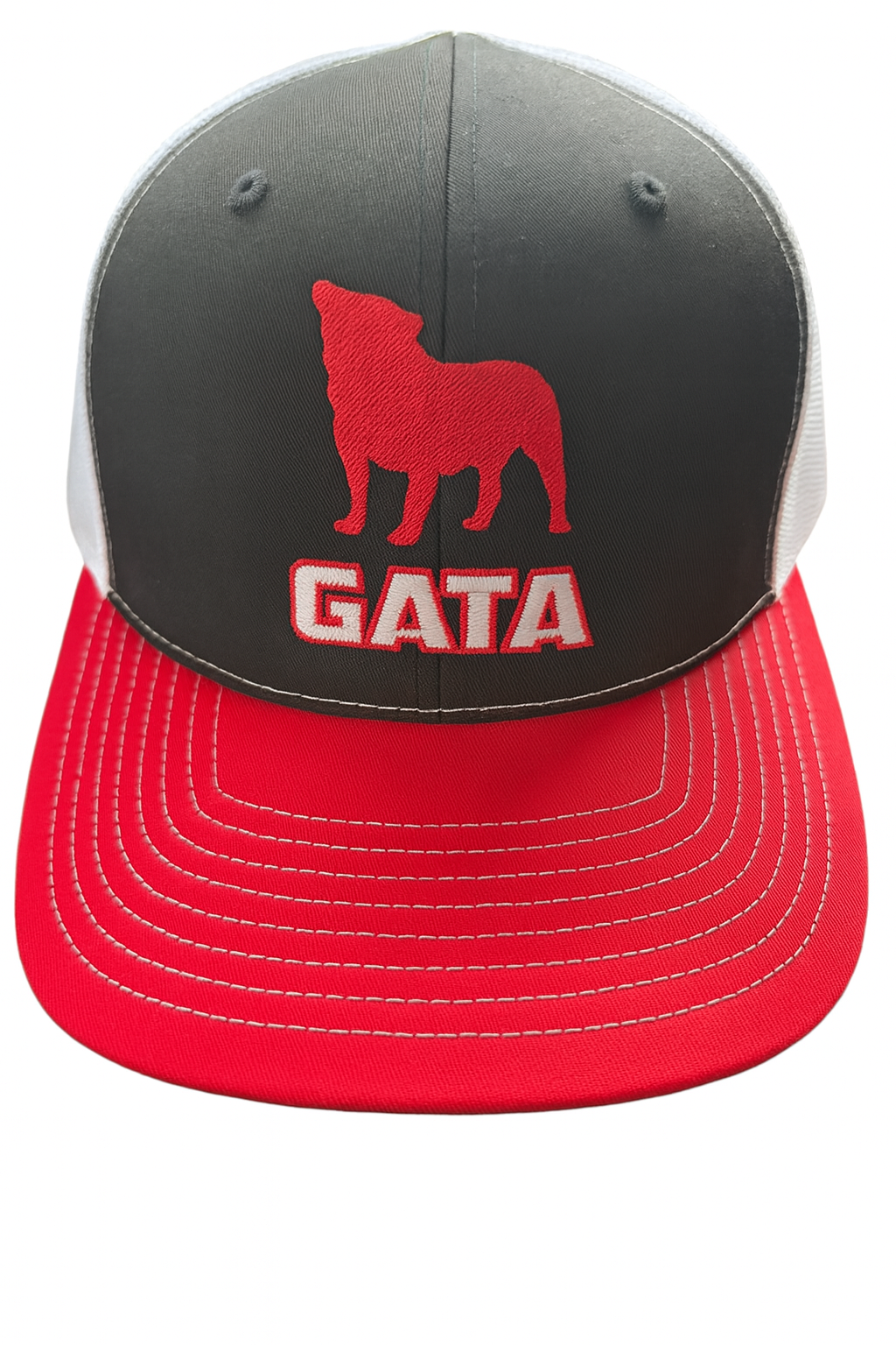 Georgia Bulldogs GATA Bulldog Embroidered Mesh Back Trucker Hat  Red Black White